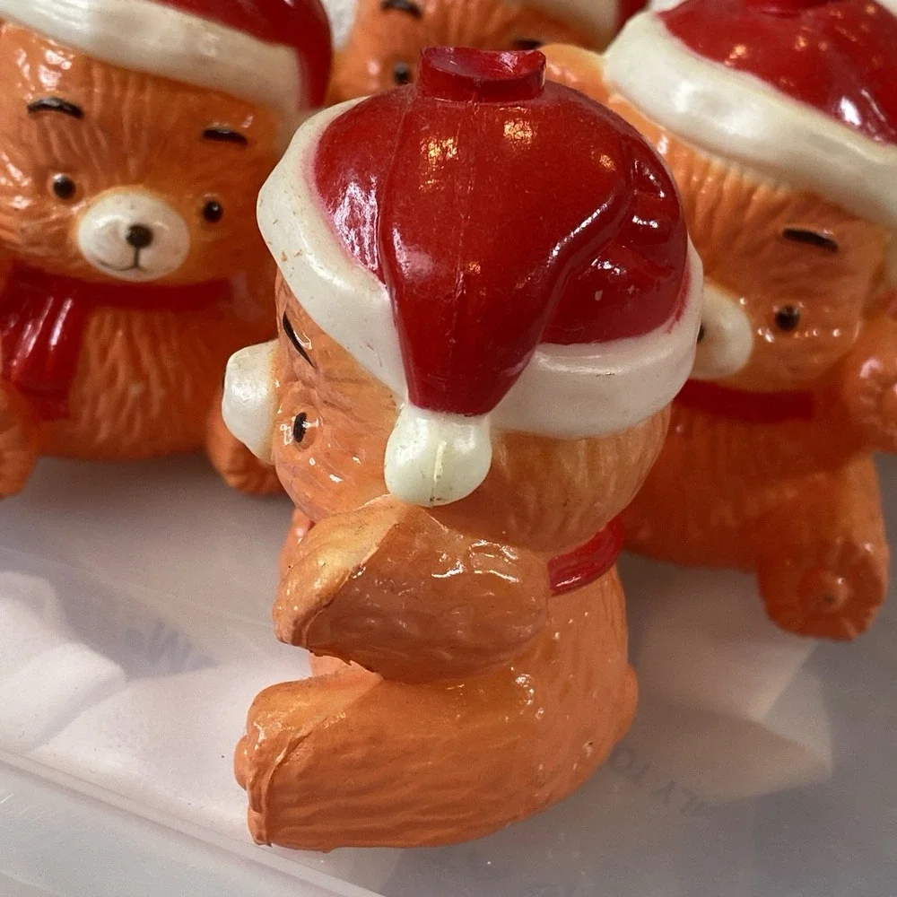 Vintage Christmas Teddy Bear Blow Mold Light Covers 3